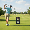 Golf chipping net with triple target holes, featuring a double-sided design for varied practice scenarios on the course.