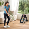 Dual-sided golf chipping net with 5 target holes, ideal for indoor and outdoor practice, featuring a durable frame.