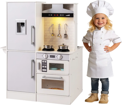 Costway Dual-Sided Kids Play Kitchen Water Dispenser Range Hood 99981170 New