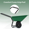 Dual-wheel garden utility cart in green with comfort foam grip pad, designed for easy transport of up to 330 lbs.