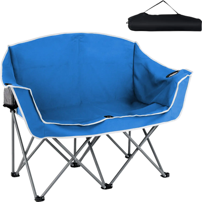 Costway Portable Oversized Duo Camping Loveseat Chair w/ Armrests Cup Holders 56634587 New