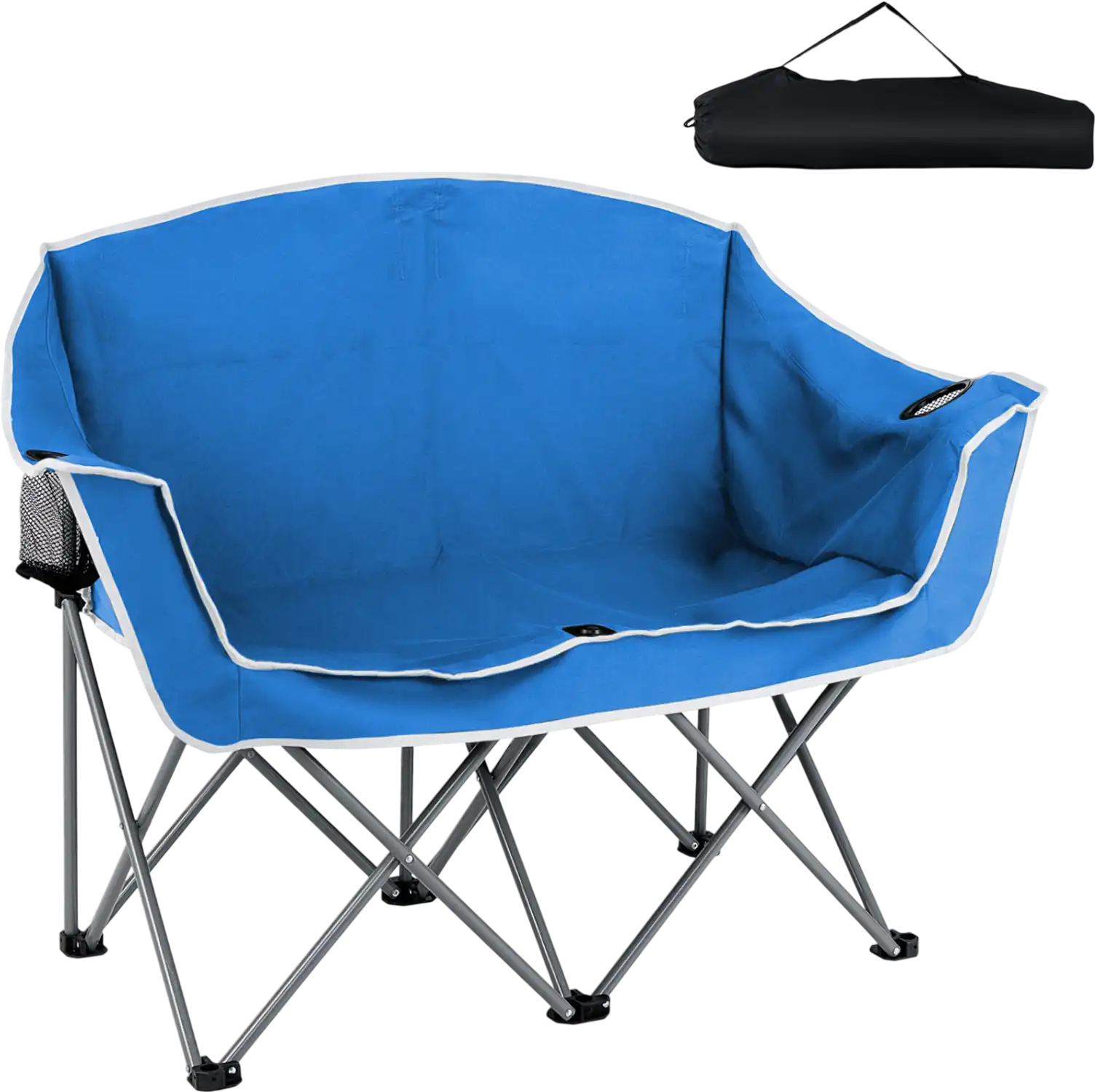 Costway Portable Oversized Duo Camping Loveseat Chair with Armrests & Cup Holders 56634587 New