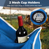 Duo Camping Chair with blue oxford cloth, featuring 2 mesh cup holders for easy access to drinks while relaxing.