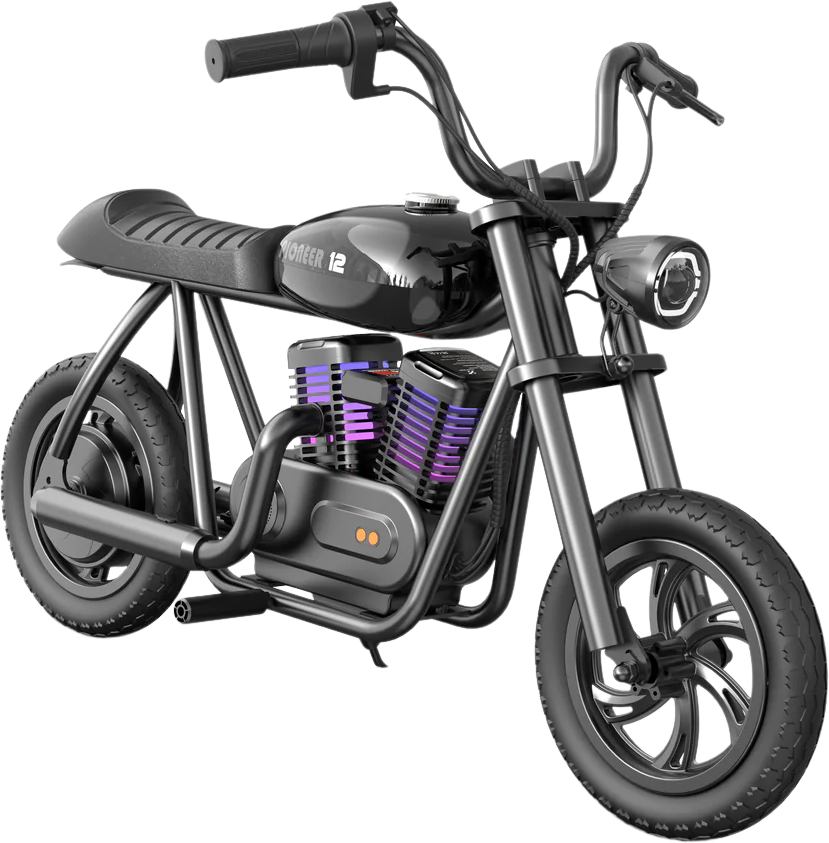 Hyper Gogo Pioneer 12 Plus Electric Kids Motorcycle Bluetooth Speaker 21.9V 160W 10 MPH 7.5 Mile Range EL-MB05P New