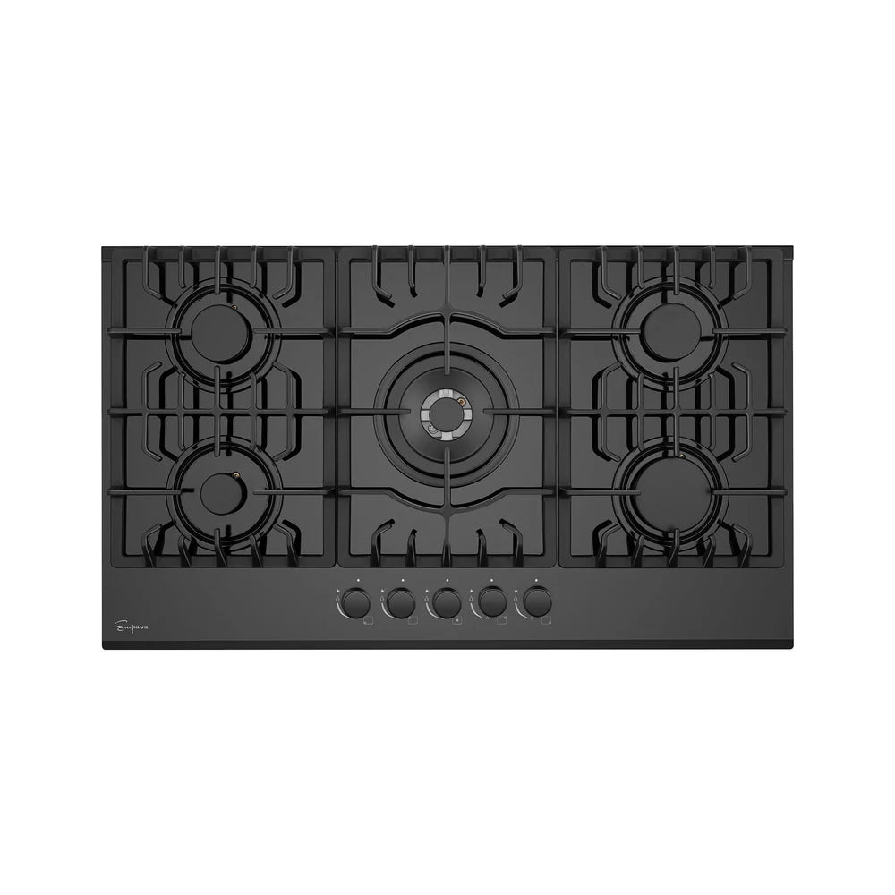 Empava Gas Cooktop 30" Built-In with 5 Italy SABAF Burners NG/LP Convertible Black Tempered Glass New