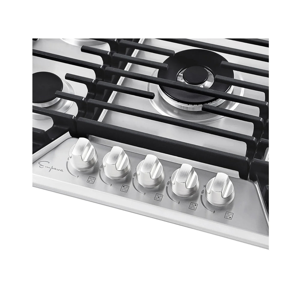 Empava Gas Cooktop 36" Built-In with Italy SABAF 5 Burner NG/LP Convertible Stainless Steel New