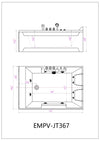 Empava Bathtub 72" Alcove Whirlpool 2-Person with LED Lights and Left Drain Rectangular New