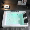 Empava Bathtub 72" Alcove Whirlpool 2-Person with LED Lights and Left Drain Rectangular New