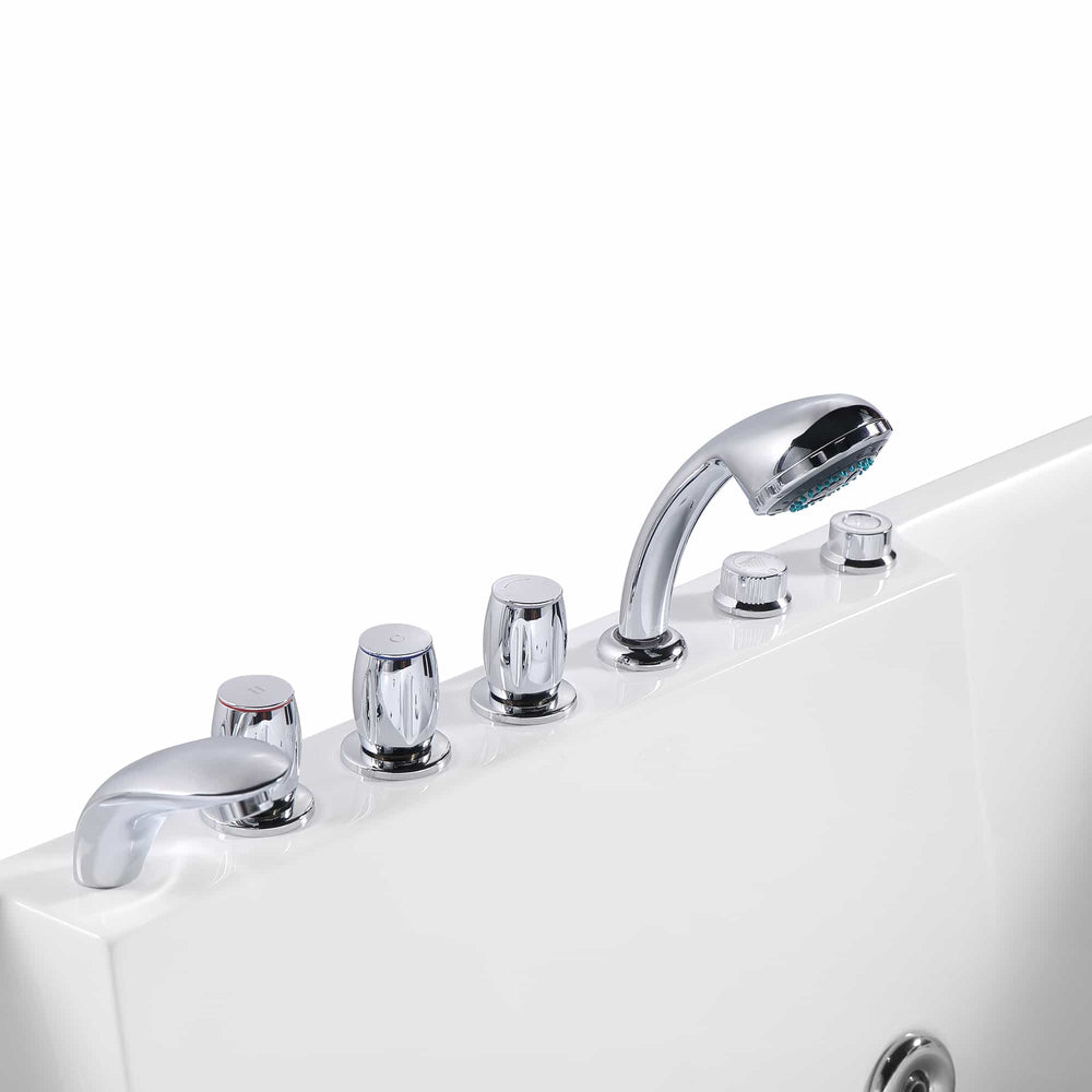 Empava Bathtub 72" Alcove Whirlpool 2-Person with LED Lights and Left Drain Rectangular New