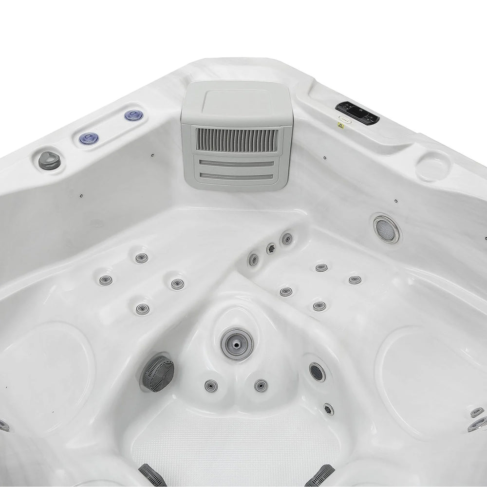 Empava Outdoor Hot Tub 87" x 35" Luxury Freestanding 5-Person LED-Lighted and 41 Jets Square New