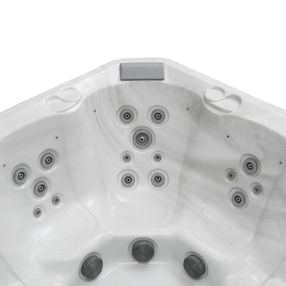 Empava Outdoor Hot Tub 87" x 35" Luxury Freestanding 5-Person LED-Lighted and 41 Jets Square New