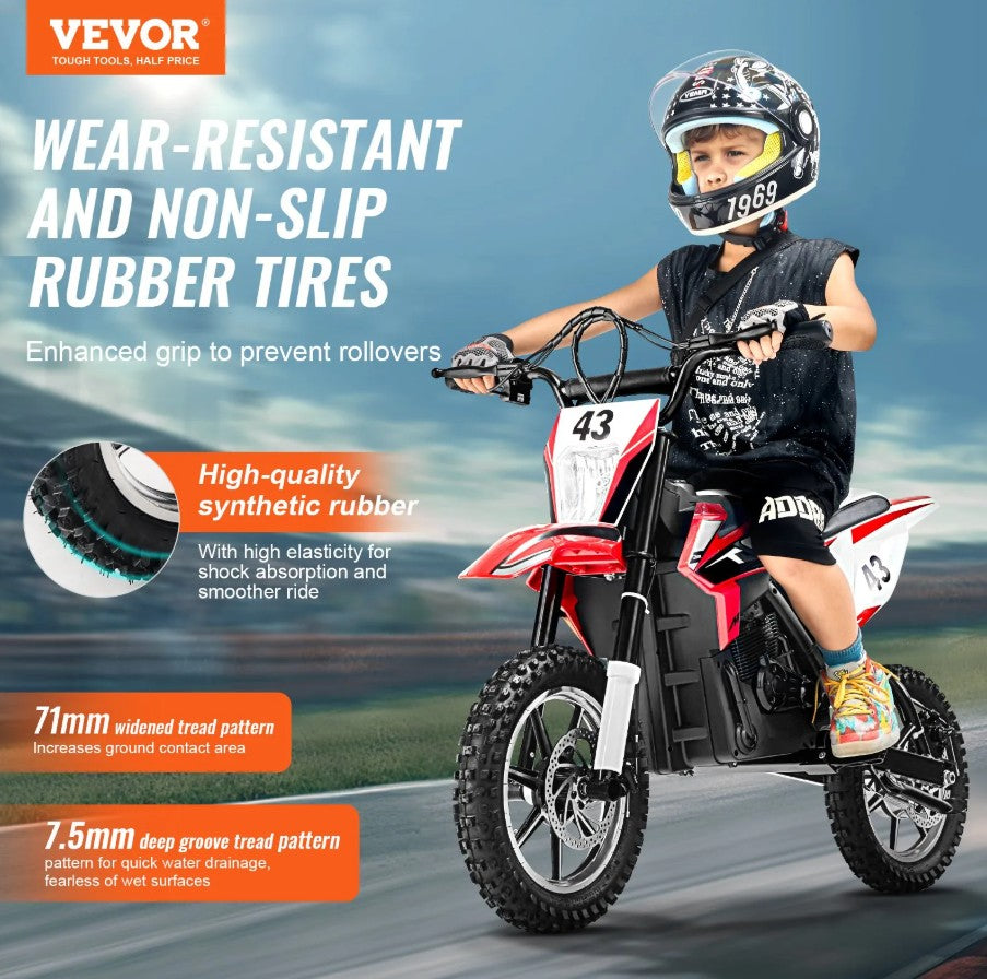 Vevor Kids Electric Ride-On Motorcycle 36V Ages 14+ Music and Retro Style New