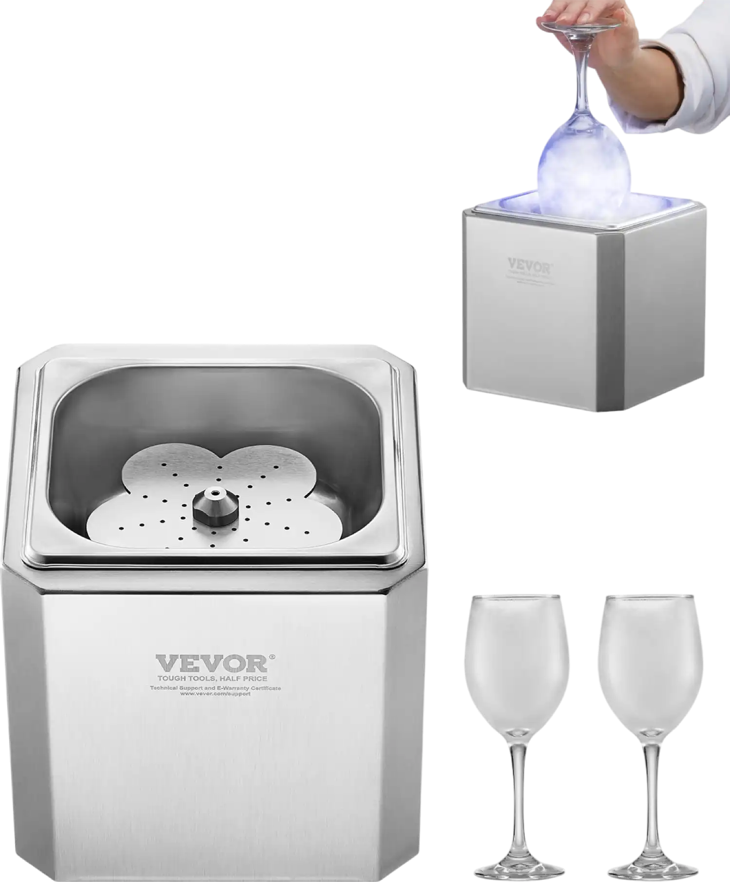 Vevor CO2 Glass Froster Press-Down Dry Ice Beer and Cocktail Chiller with LED Light New