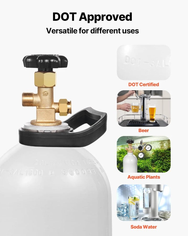Vevor Aluminum CO2 Tank 20 Lb with Siphon Tube DOT Approved New