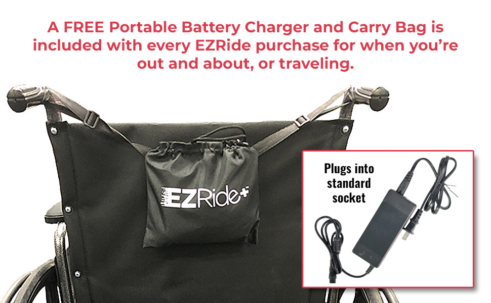 Shield Innovations EZ Ride+ Wheelchair Power Assist Attachment 12-15 Mile Range 36V Li-ion New