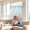 Mini split air conditioner and heater in a living room, providing powerful cooling with smart wifi connectivity.