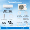 Indoor and outdoor units of the EcoGuard 9000 BTU mini split air conditioner with installation accessories included.