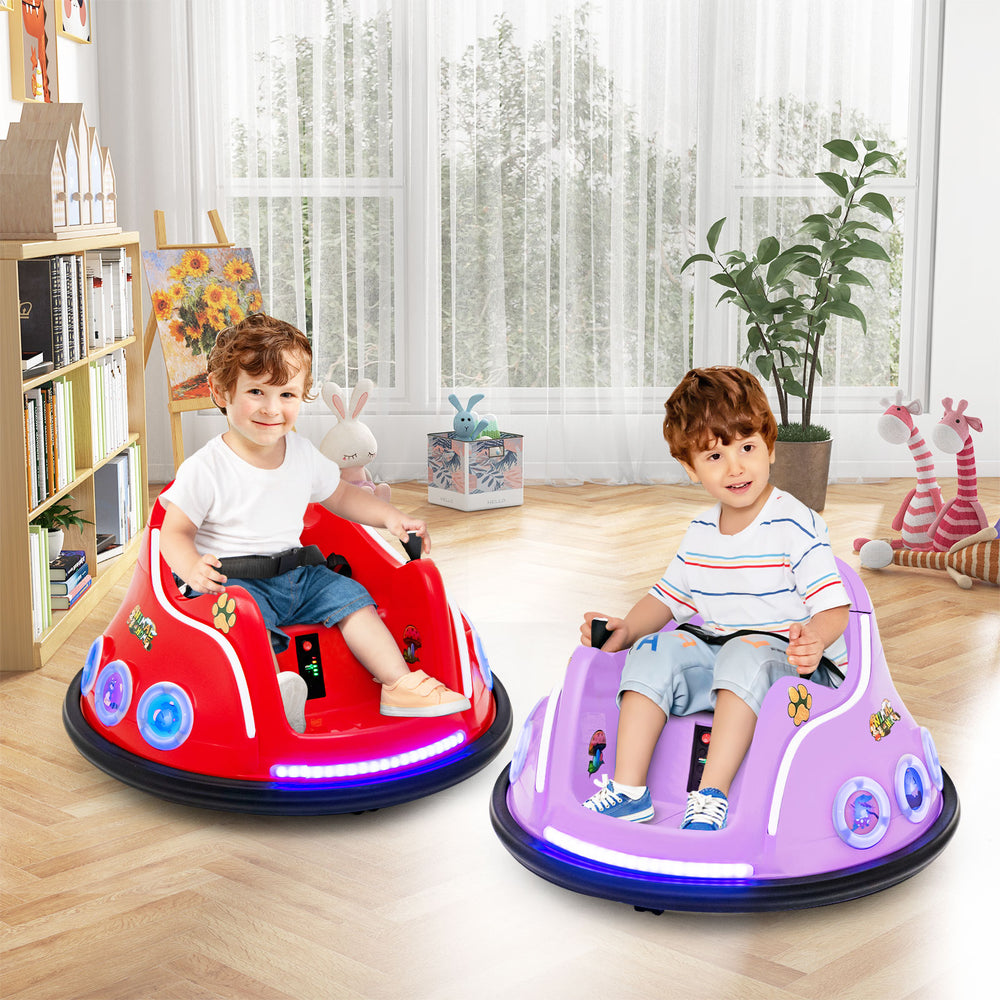 12V Electric Ride On Car with Remote Control and Flashing LED Lights-Purple - Gallery View 1 of 9