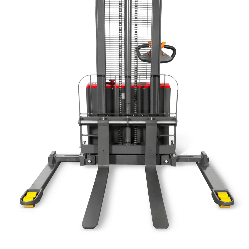 2640lbs Lithium-ion Electric Straddle Stacker,  98" Lift,  Adjustable Legs & Forks,  F26-98S