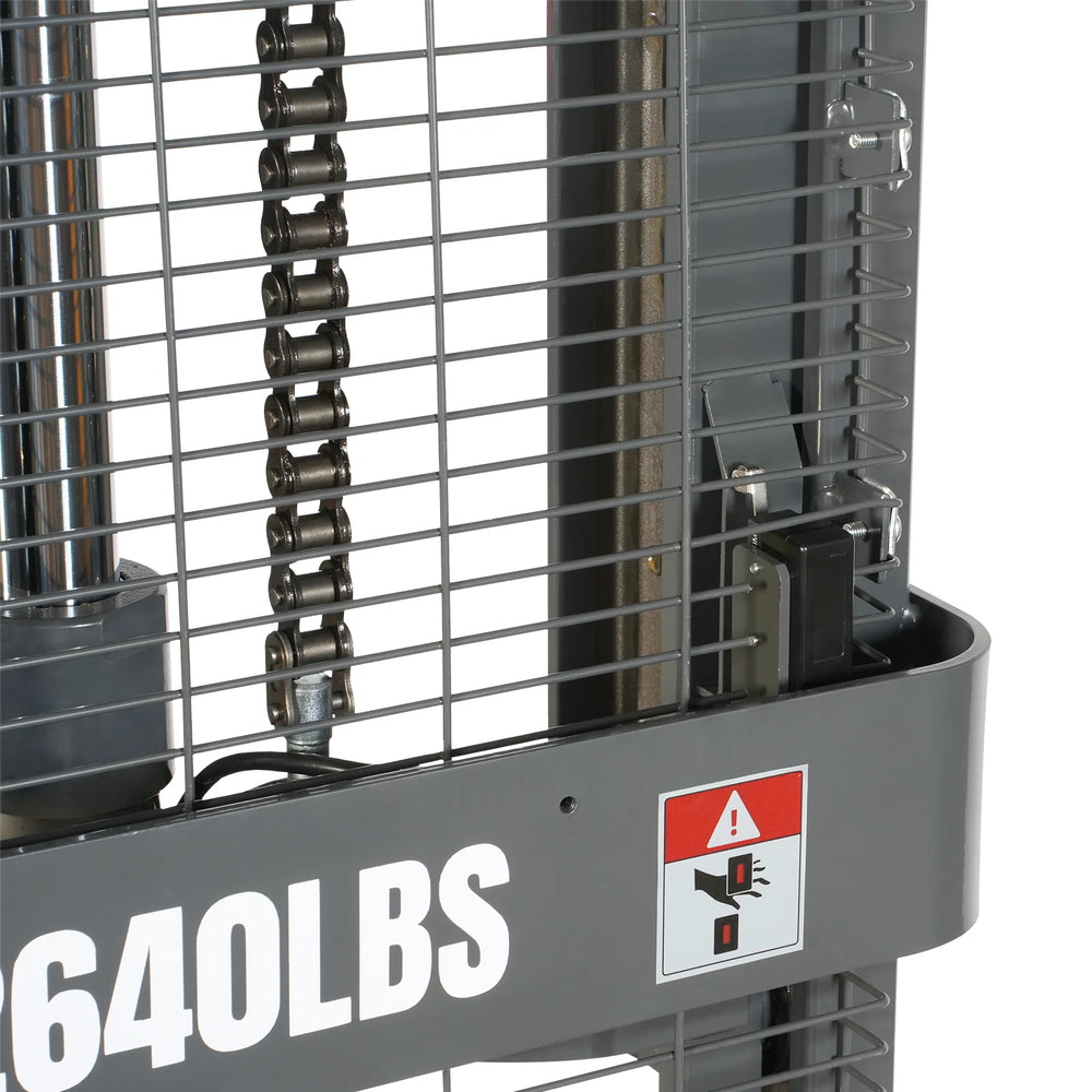 2640lbs Lithium-ion Electric Straddle Stacker,  98" Lift,  Adjustable Legs & Forks,  F26-98S