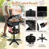 Electric BBQ grill with double-zone non-stick grilling plate, cool-to-touch handle, and removable stand for.