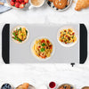 Electric buffet server with three removable trays, showcasing pasta and vegetables, perfect for parties and catering.