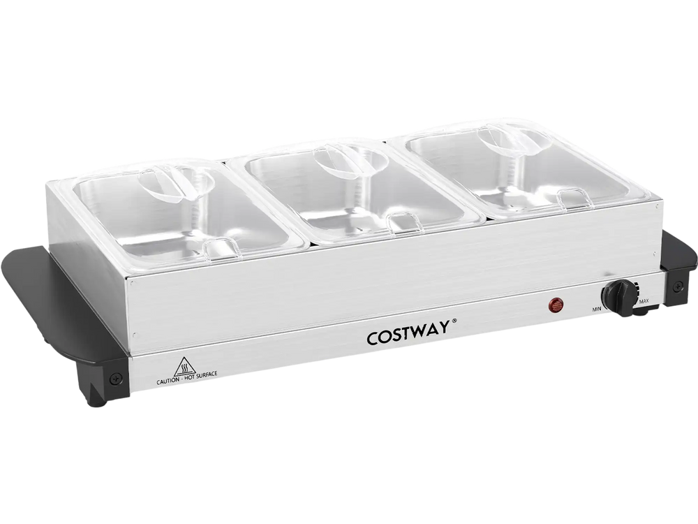Electric Buffet Server Food Warmer with 3 Removable Trays