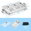 Electric warming tray with three stainless steel serving trays, 8 qt capacity, and temperature control for efficient.