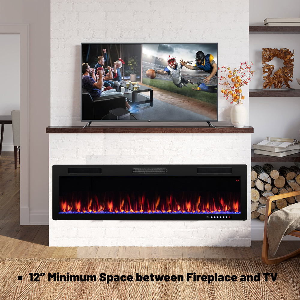 Electric Fireplace 40/50/60 Inches Recessed and Wall Mounted for 2' x 6' Stud-60 inches - Gallery View 1 of 10