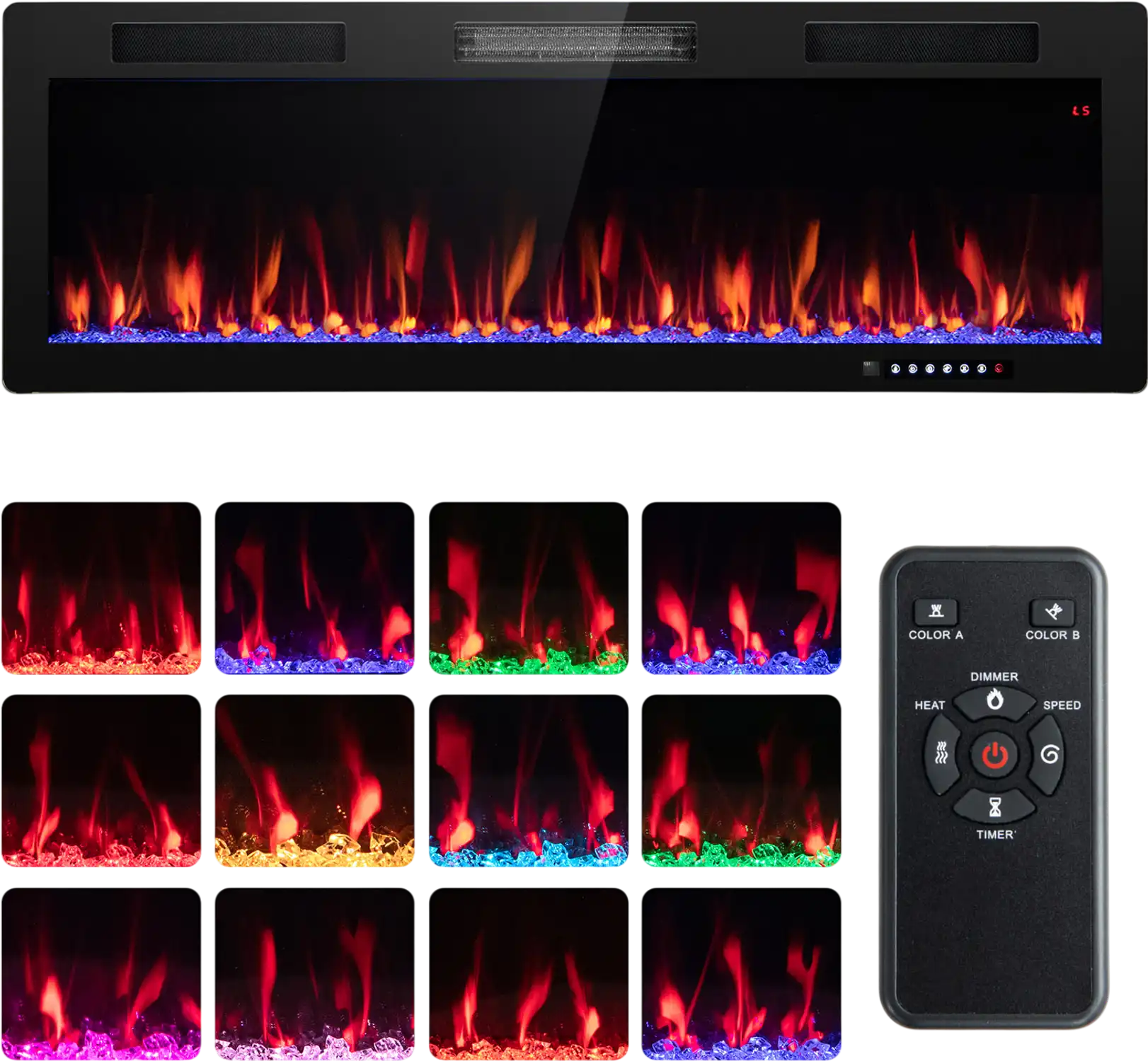 Costway Recessed & Wall Mounted Electric Fireplace 40/50/60