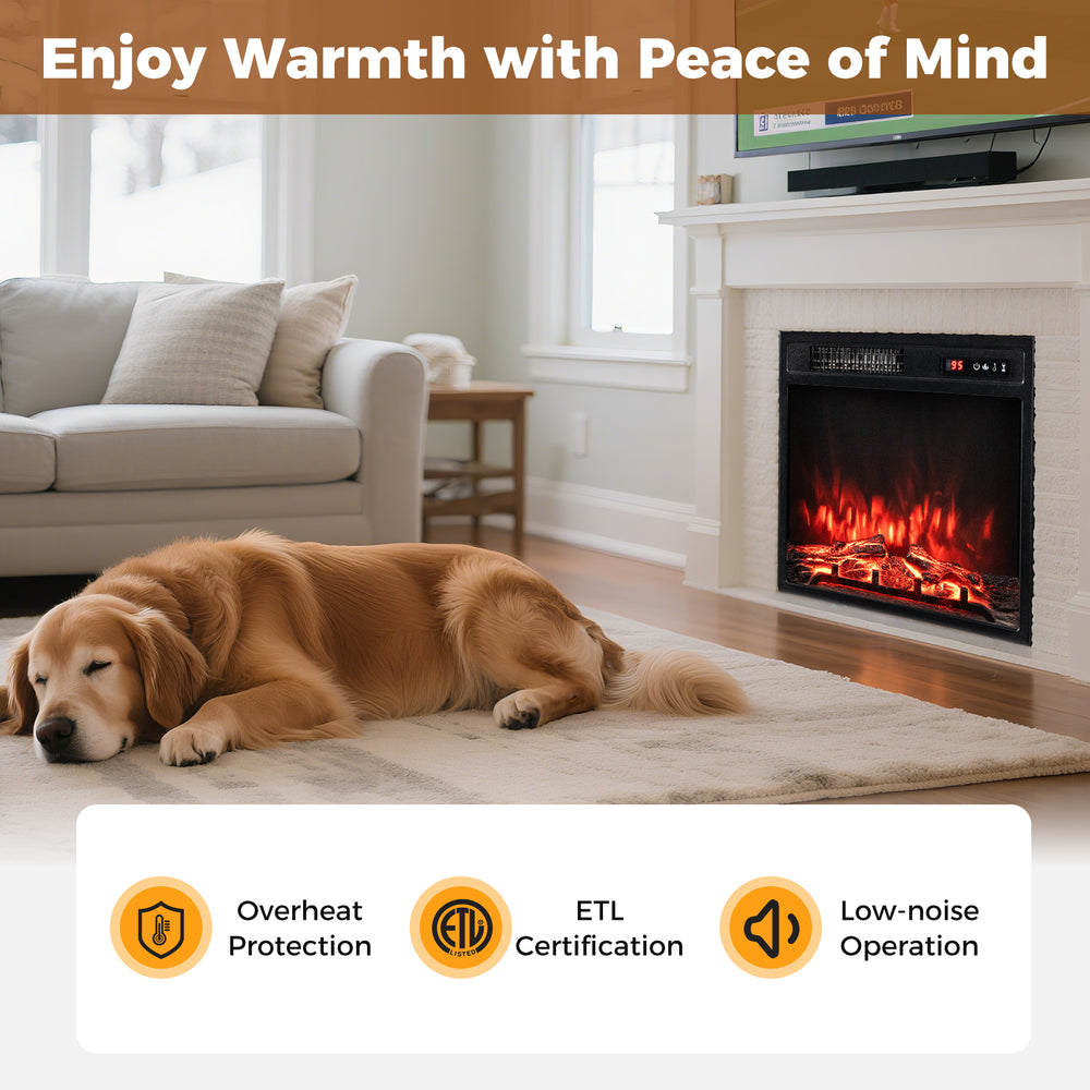 18 Inch 750W/1500W Electric Fireplace Insert with Remote Control and Adjustable Flame Colors - Gallery View 8 of 10