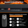Electric fireplace remote control with LED display, adjustable flame colors, and brightness for customizable heating.