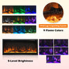 Electric fireplace with adjustable color and brightness, featuring 9 flame colors and lifelike logs for cozy ambiance.