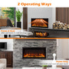 Electric fireplace with remote control, showcasing adjustable flame colors and brightness for year-round decoration.