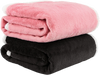 Soft pink and black electric heated blanket throw with sherpa fleece, featuring 10 heat settings for cozy comfort.