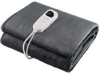 Gray electric heated mattress pad with 5 heating levels, soft flannel, and overheat protection for cozy comfort.