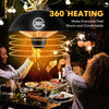 1500W electric patio heater with 360° heating, ideal for outdoor gatherings, featuring a waterproof design and quiet.