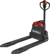 fork facing black electric pallet jack with red accents