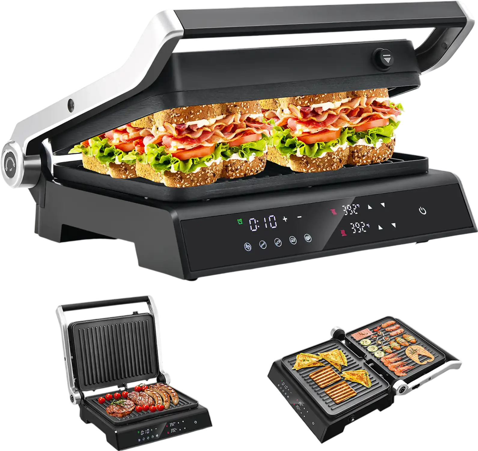 Costway 3-in-1 Indoor Electric Panini Press Grill LED Display 23571648 New