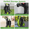 Water hose organizer and foam cannon holder for the 2150 PSI electric pressure washer, designed for efficient storage.