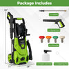 Electric pressure washer with 2150 PSI, 1.2 GPM, foam cannon, and 4 quick connect nozzles for versatile cleaning.