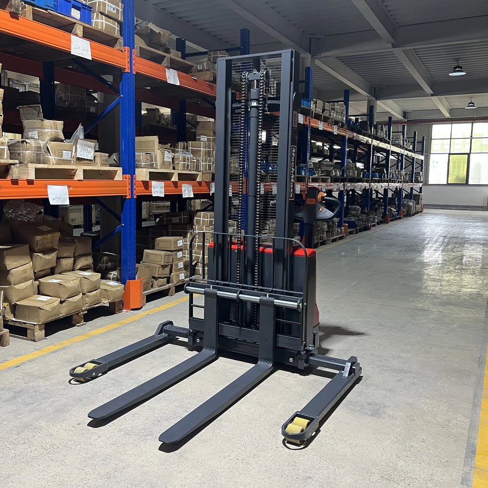 2640lbs Lithium-ion Electric Straddle Stacker,  138" Lift,  Adjustable Legs & Forks,  F26-138S