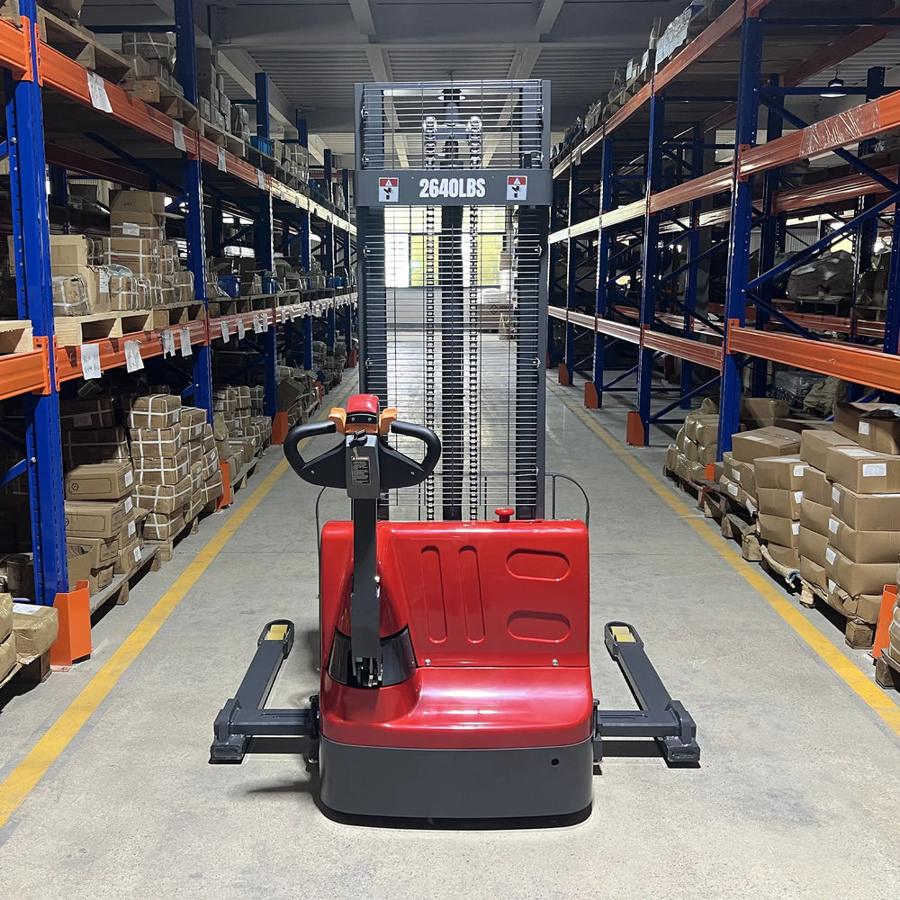 2640lbs Electric Straddle Stacker, 138" Lift,  Adjustable Legs & Forks,  F26-138SLA