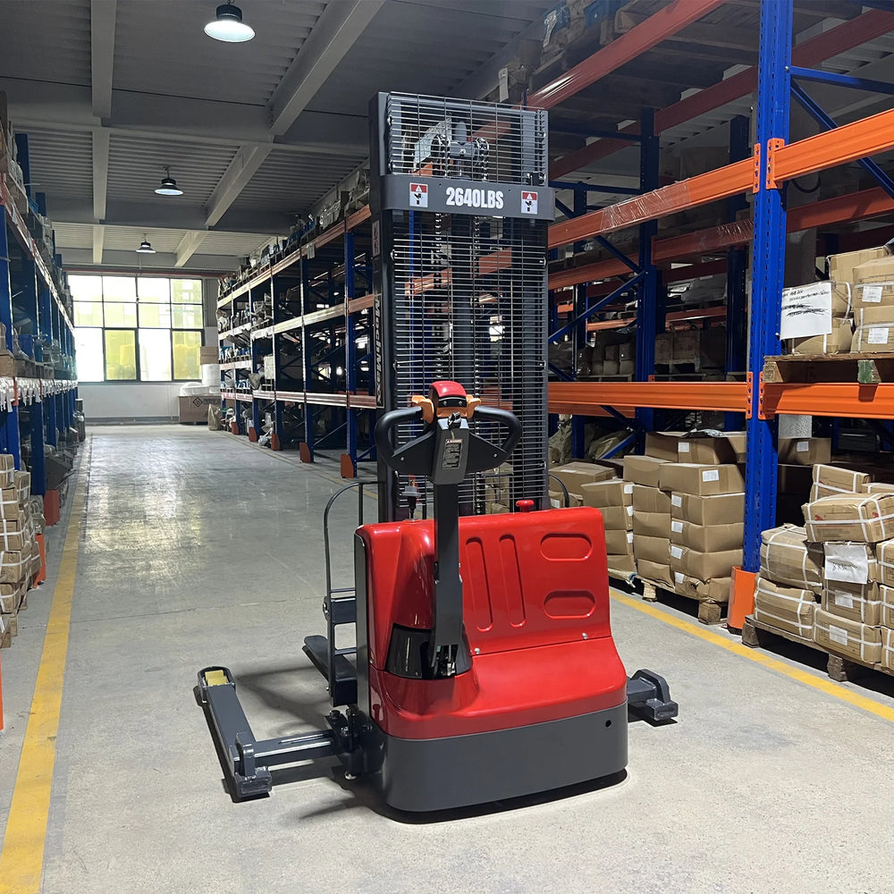 2640lbs Electric Straddle Stacker,  98" Lift,  Adjustable Legs & Forks,  F26-98SLA