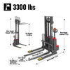 3300lbs Electric Straddle Stacker,  98" Lift,  Adjustable Legs & Forks,  F33-98SLA