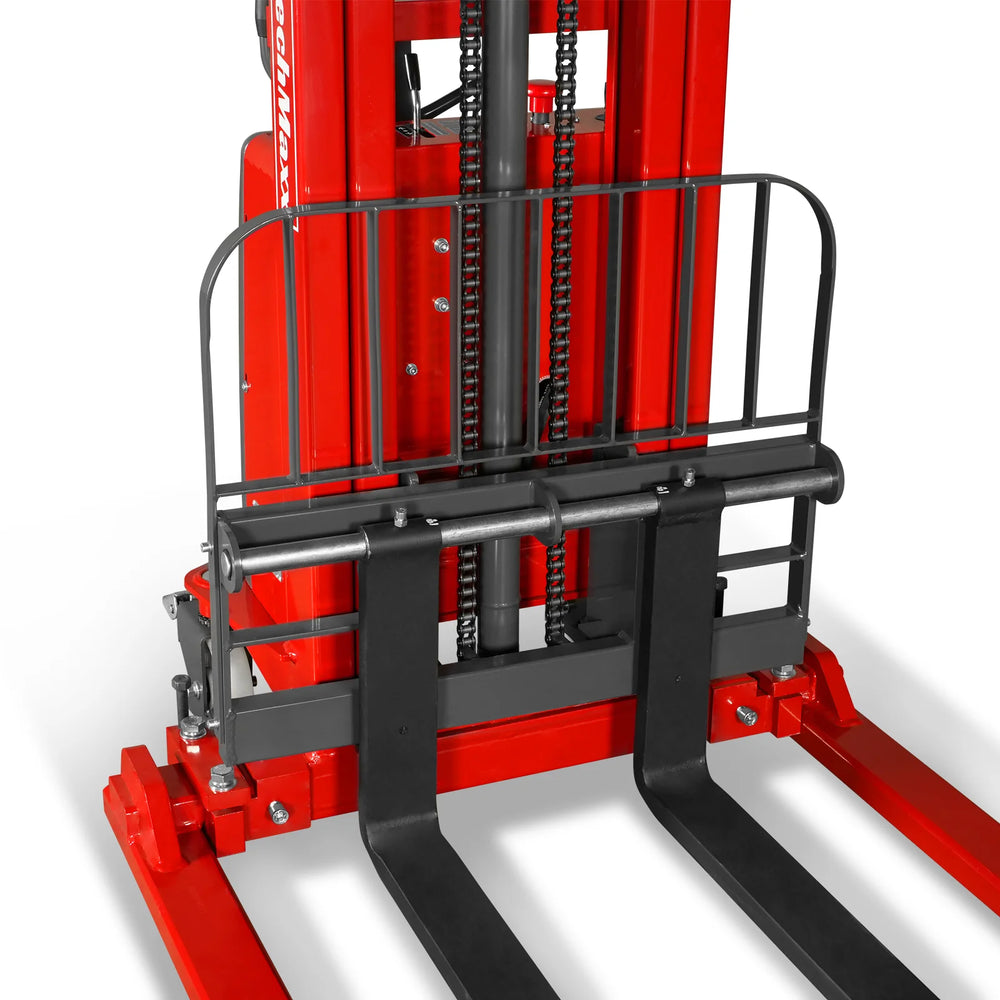 3300lbs Semi-Electric Straddle Stacker,  138" Lift,  Adjustable Legs & Forks,  S33-138S