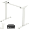 Height adjustable electric standing desk frame in white with LED display and memory positions for ergonomic use.