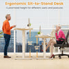 Height adjustable electric standing desk frame in white, showcasing ergonomic design with LED display for customized.