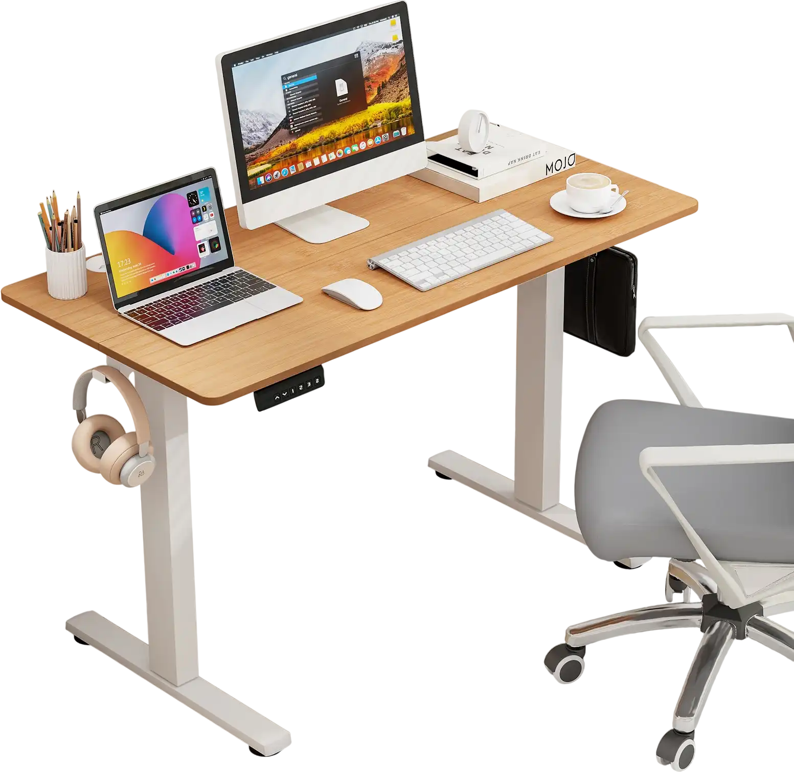 Costway Electric Standing Desk Natural 3 Memory Height Settings Cable Management 81935472 New