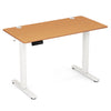Electric standing desk with bamboo surface, adjustable height, 3 memory settings, and integrated cable management.